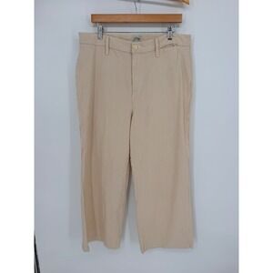 J.Crew Slim Wide Leg Pants 32 Tan White Pinstripe Coastal Preppy Aesthetic